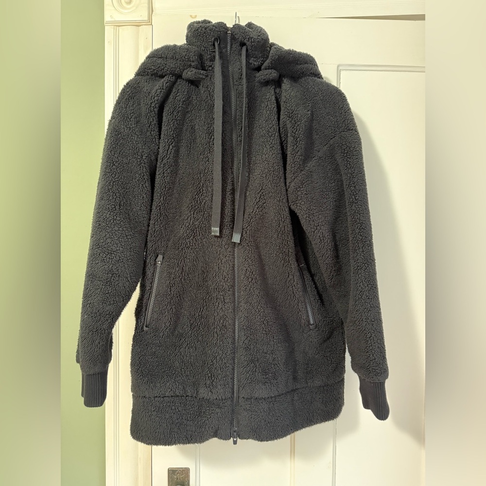 Athleta | Tugga Long Sherpa Jacket | Black Sherpa | Small - Picture 3 of 6